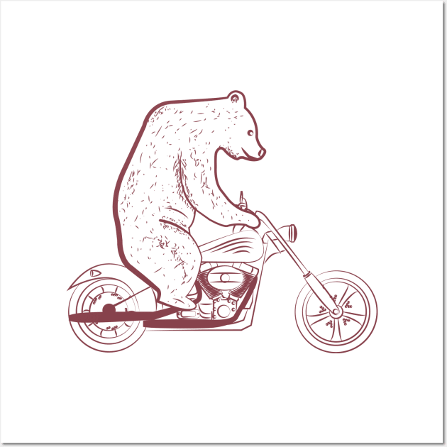 Bear on a motorcycle Wall Art by lakokakr